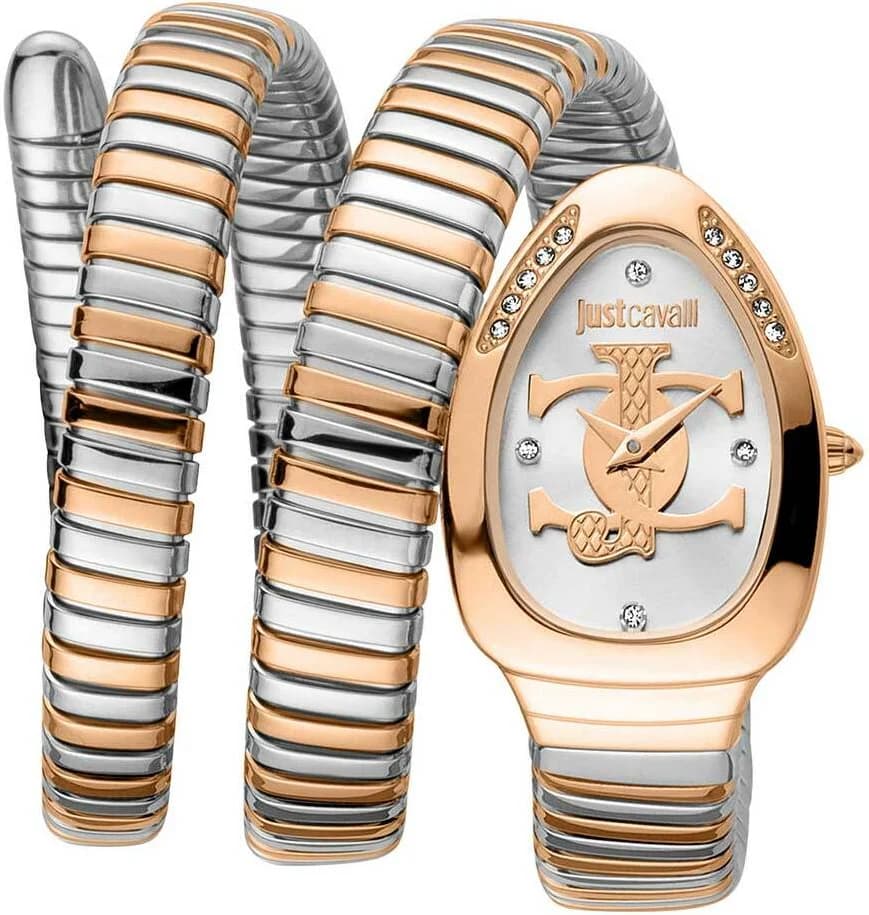 Montre femme Just Cavalli JC1L228M0085, cadran argenté, bracelet acier bicolore
