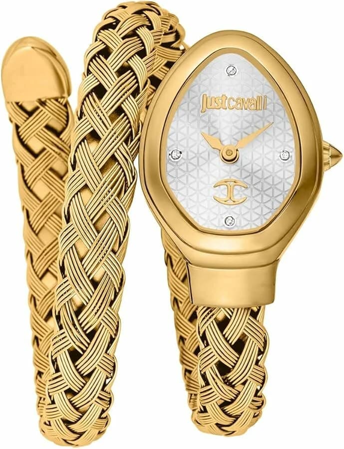 Montre femme Just Cavalli JC1L264M0025, cadran argenté, bracelet acier doré