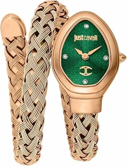 Montre femme Just Cavalli JC1L264M0045, cadran vert, bracelet acier rose gold