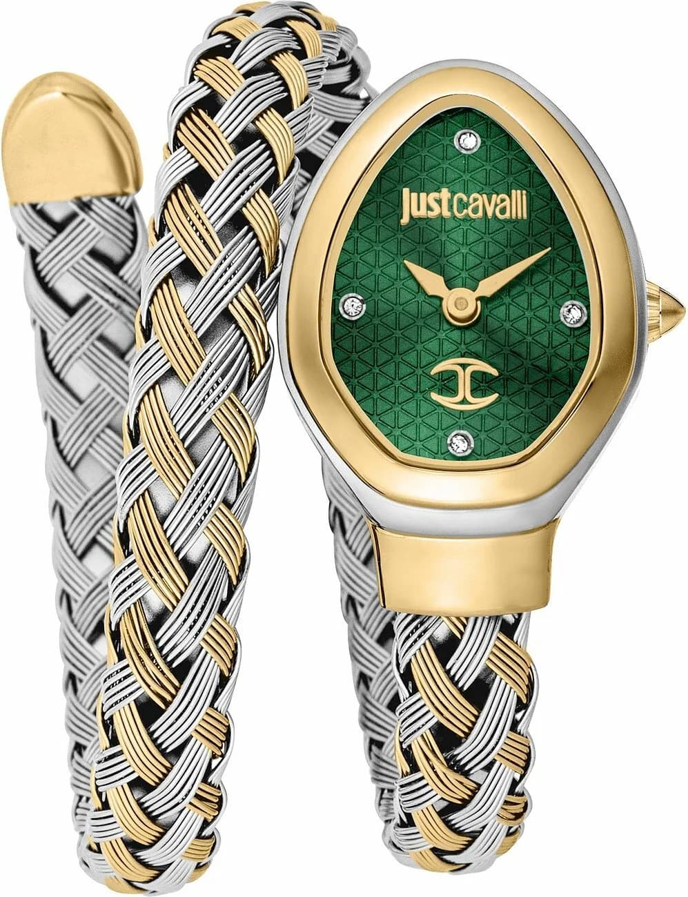 Montre femme Just Cavalli JC1L264M0065, cadran vert, bracelet acier bicolore