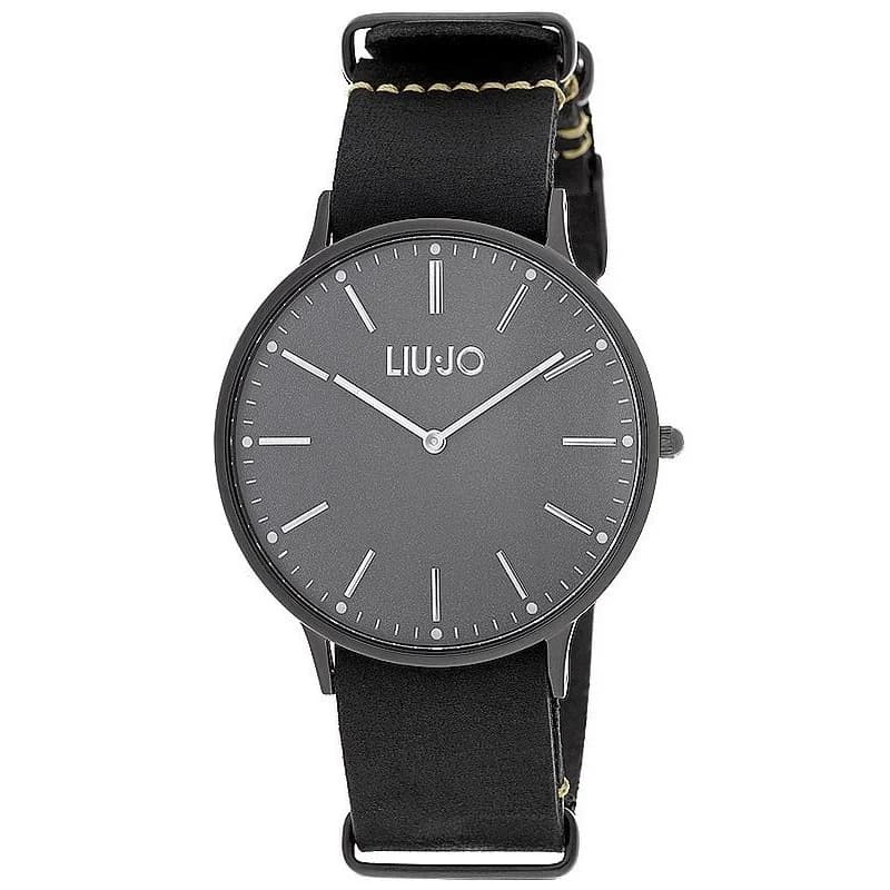 Montre unisexe Liu Jo Luxury TLJ968, au cadran noir et bracelet cuir