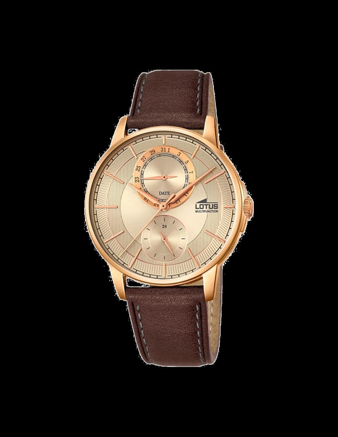 Montre homme Lotus L18324/2, cadran or multifonctions, bracelet cuir