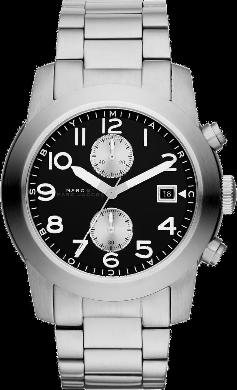 Montre femme Marc Jacobs MBM5050, cadran noir, acier argenté