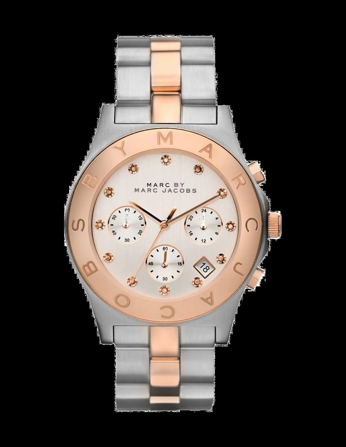 Montre femme Marc Jacobs MBM3178, au cadran argent et bracelets en acier bicolore