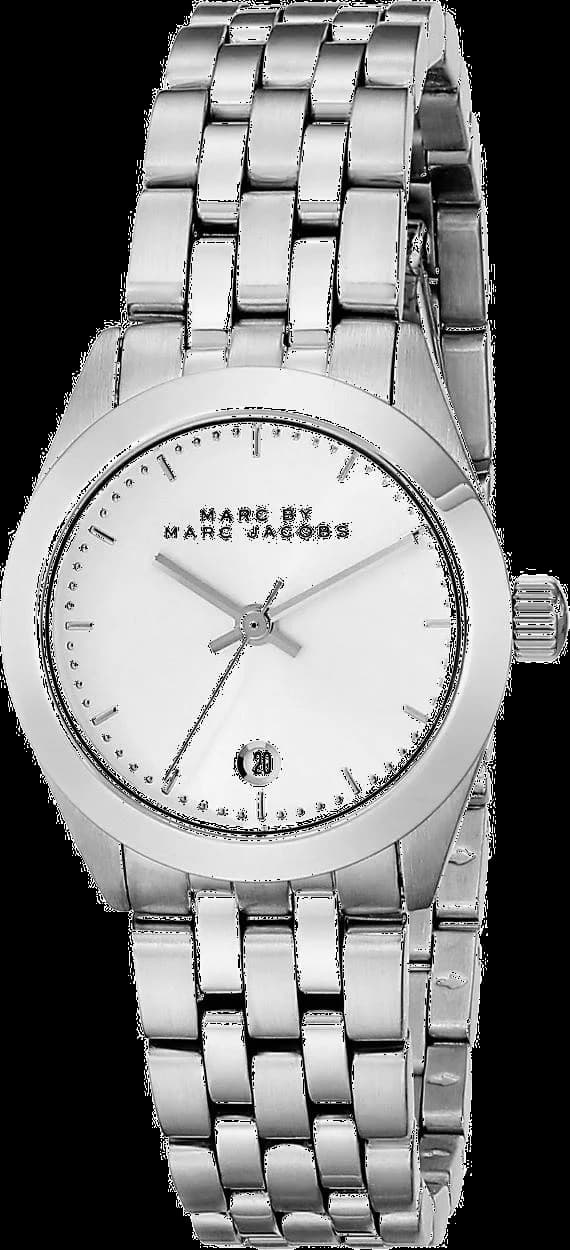 Montre femme Marc Jacobs MBM3373, boîtier fin, cadran soleil argenté