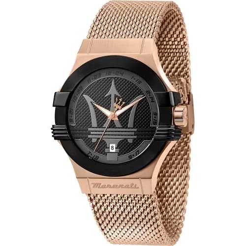 Montre homme Maserati R8853108009, cadran noir or rose sur acier inoxydable
