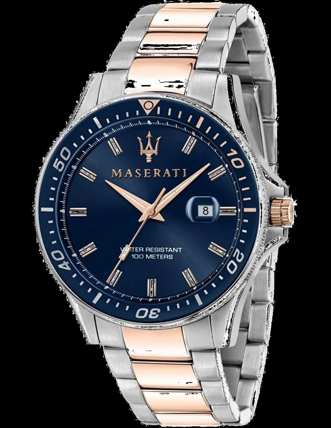 Montre homme Maserati R8853140003, bi-colore acier cadran bleu