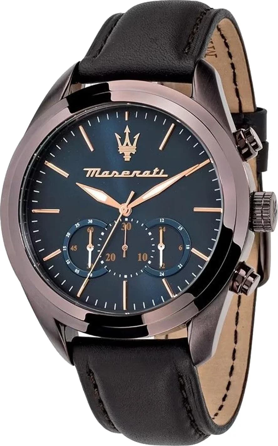 Montre Maserati R8871612008 homme cadran bleu bracelet cuir