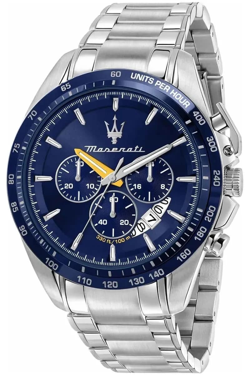 Montre homme Maserati R8871612039, cadran bleu sur bracelet acier