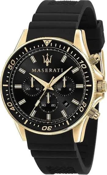 Montre homme Maserati R8871640001, chronographe cadran noir bracelet silicone noir
