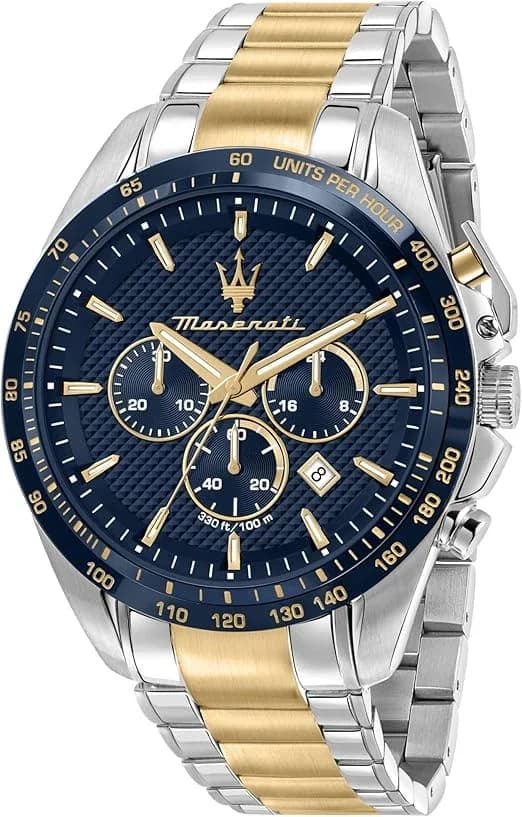 Montre homme Maserati R8873612046, cadran bleu sur bracelet acier