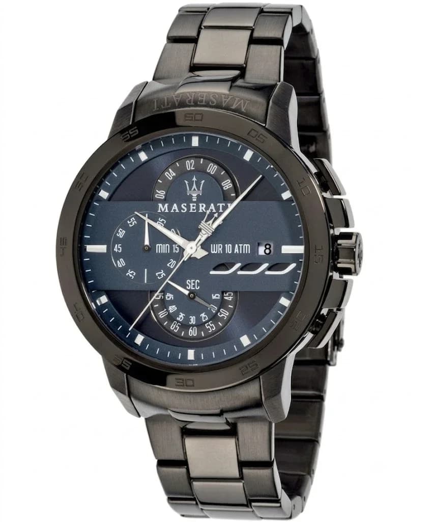Cadran bleu de la montre Maserati R8873619001 en détail