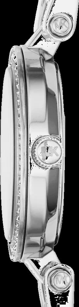 Cadran argent de la montre Michael Kors MK3294 en détail