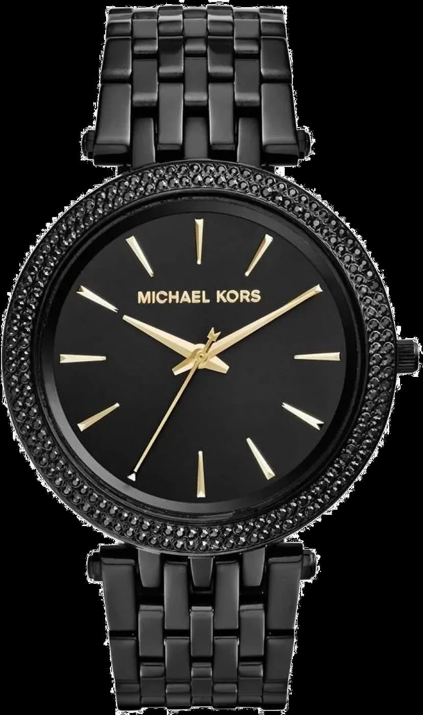 Montre femme Michael Kors MK3337, cadran noir, bracelet acier avec cristaux noirs
