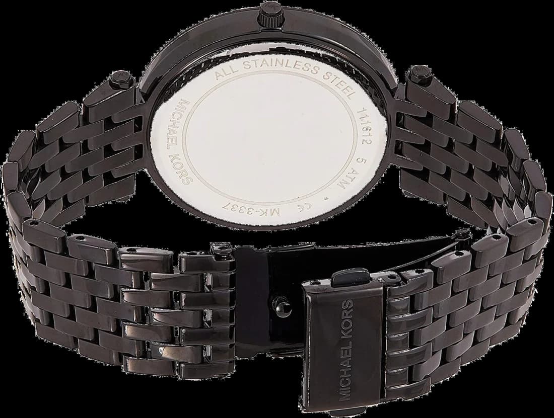 Cadran noir de la montre Michael Kors MK3337 en détail