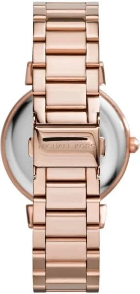 Cadran Michael Kors MK3339 avec index à cristaux et aiguilles dorées, date à 3h, design luxueux