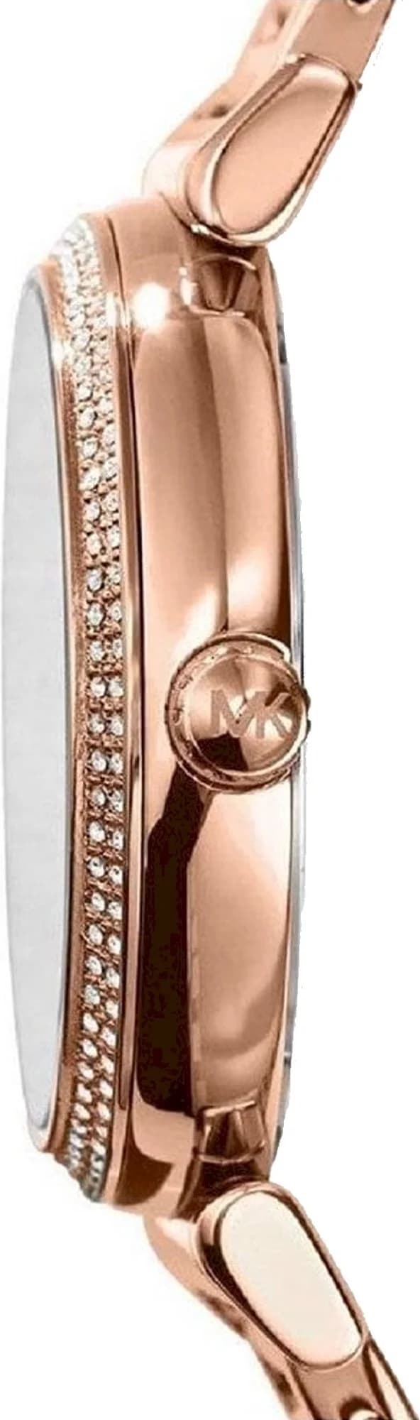 Bracelet Michael Kors MK3339 en acier inoxydable or rose, maillons polis, fermoir déployant sécurisé