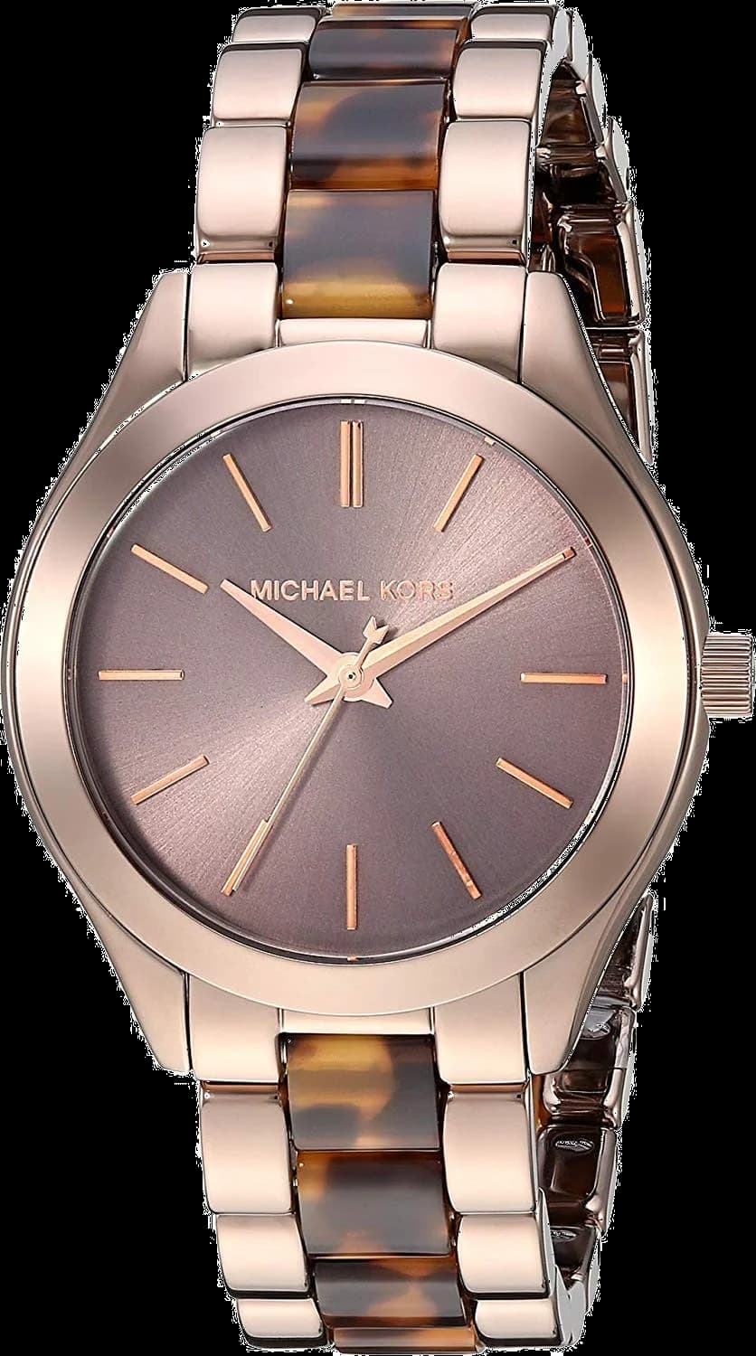 Montre femme Michael Kors MK4301, cadran or rose bracelet acier Runway