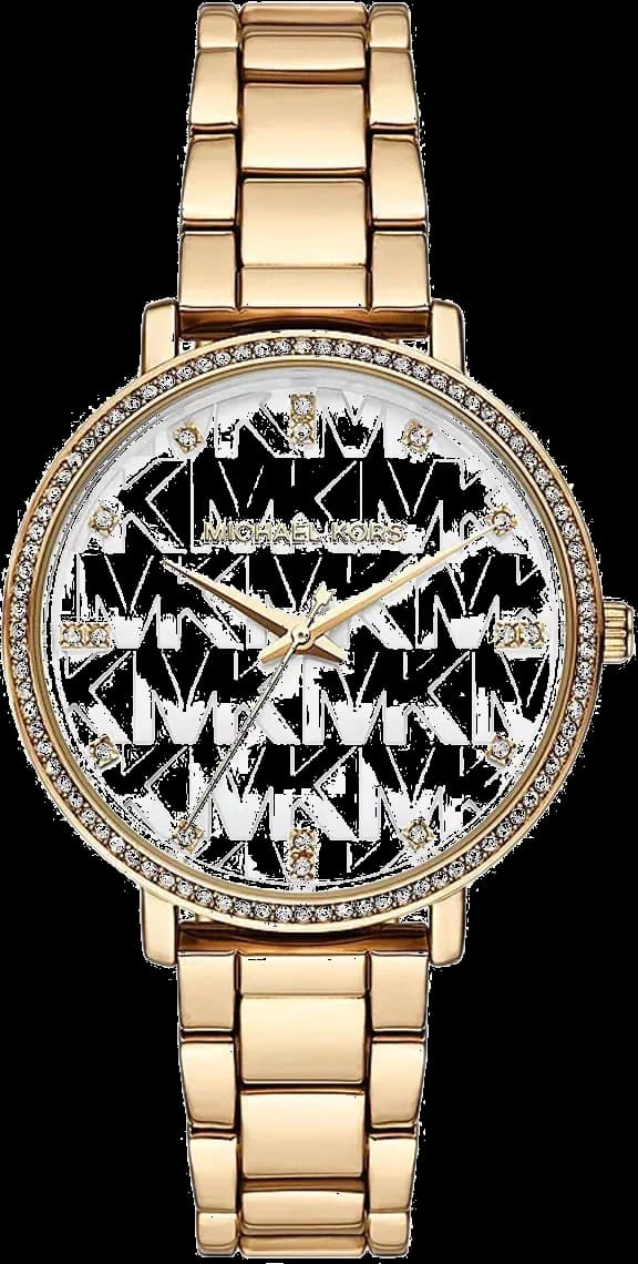 Montre femme Michael Kors MK4666, cadran blanc sur bracelet acier doré