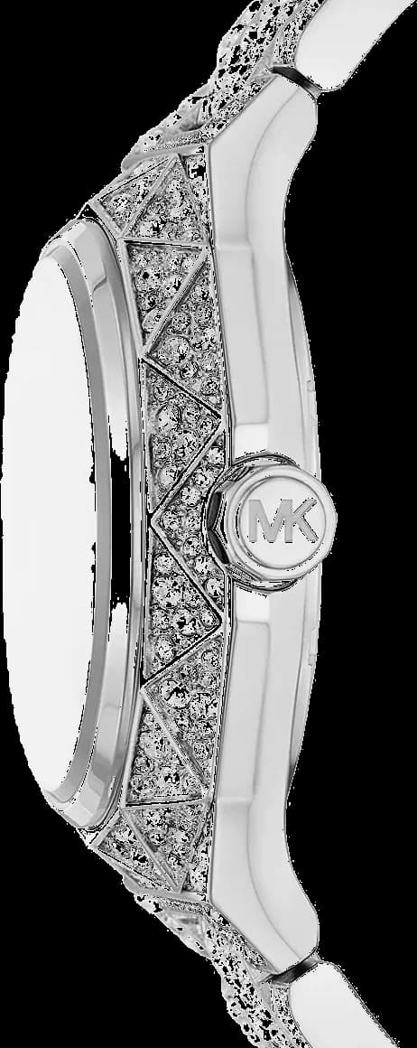 Cadran argent de la montre Michael Kors MK4691 en détail