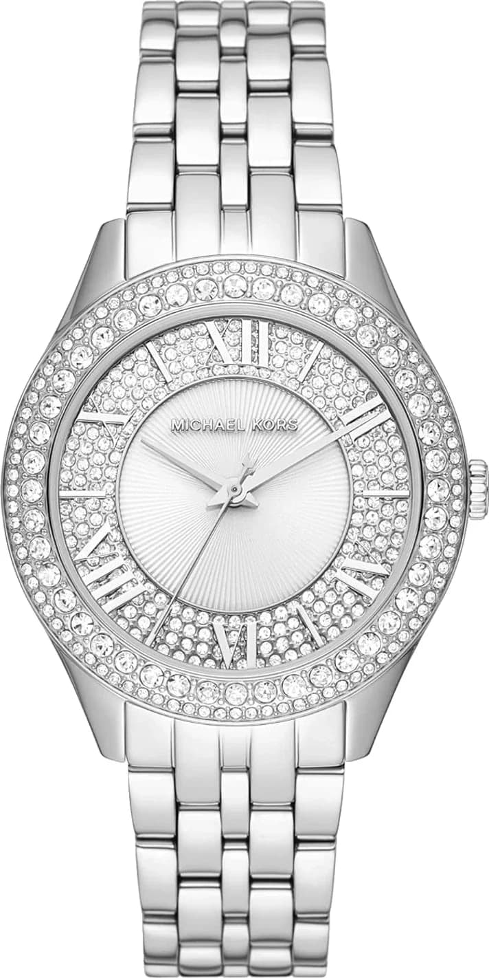Montre femme Michael Kors MK4708, cadran argenté pavé, acier inoxydable