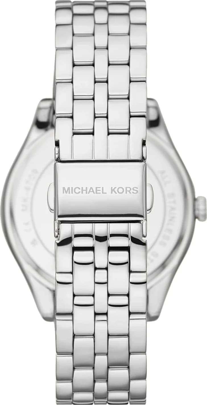 Cadran argent de la montre Michael Kors MK4708 en détail