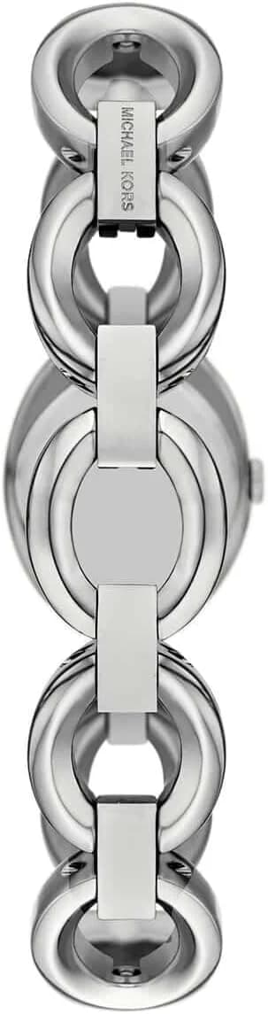 Cadran argent de la montre Michael Kors MK4958 en détail