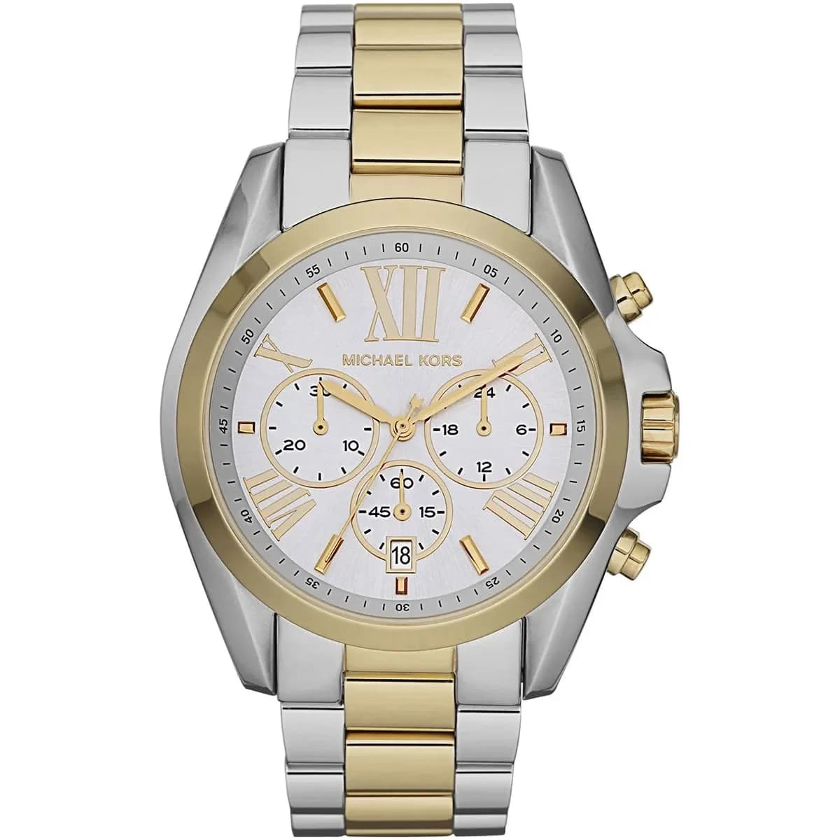 Montre femme Michael Kors MK5627, au cadran argenté et bracelet bicolore