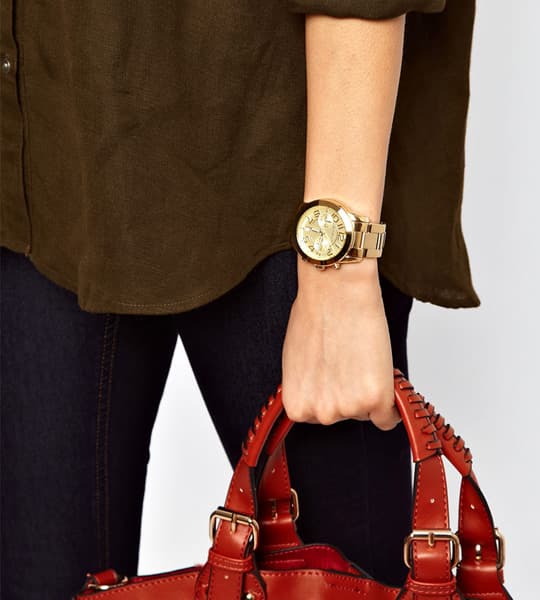 Cadran beige de la montre Michael Kors MK5726 en détail