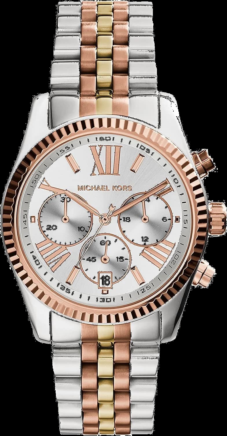 Montre femme Michael Kors MK5735, au cadran blanc avec bracelet tricolore
