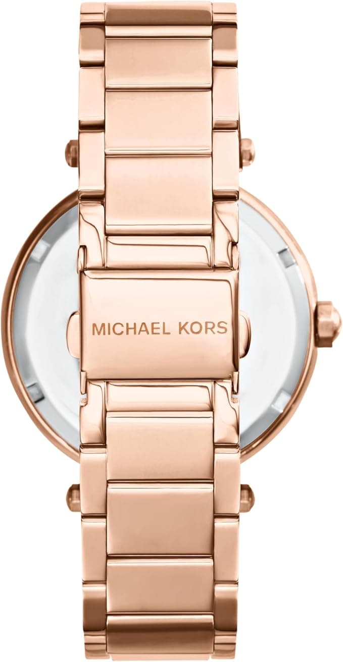 Cadran or rose de la montre Michael Kors MK5865 en détail