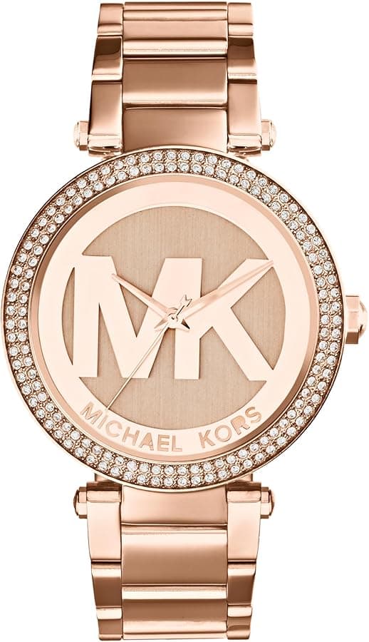Montre femme Michael Kors MK5865, cadran or rose, bracelet acier or rose et cristaux