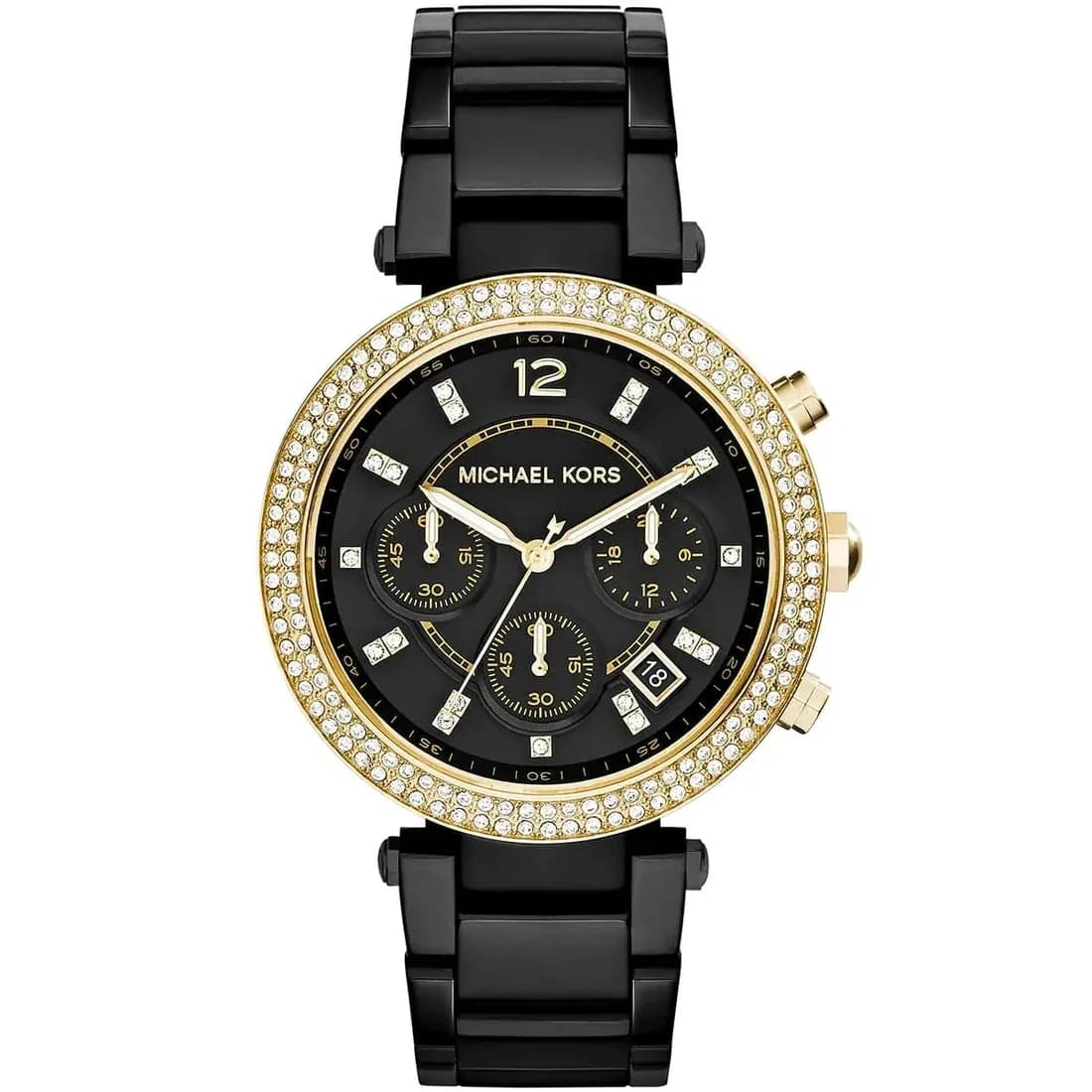 Montre femme Michael Kors MK6107, chrome noir sur fond anthracite