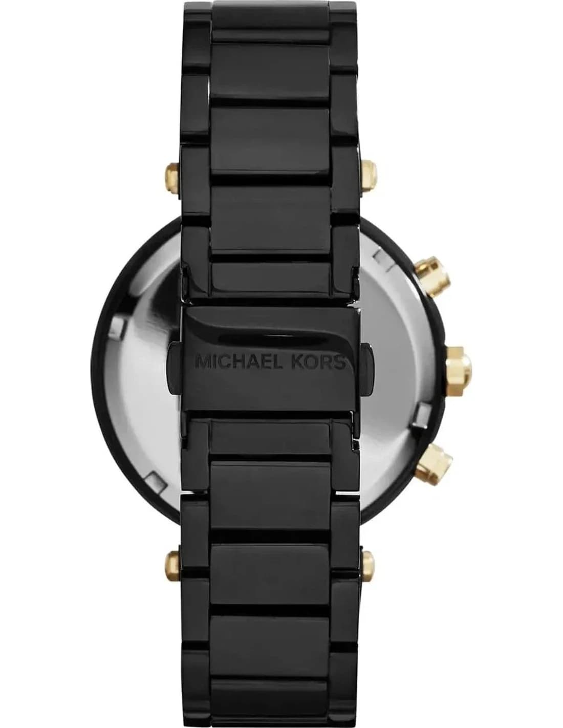 Cadran noir de la montre Michael Kors MK6107 en détail