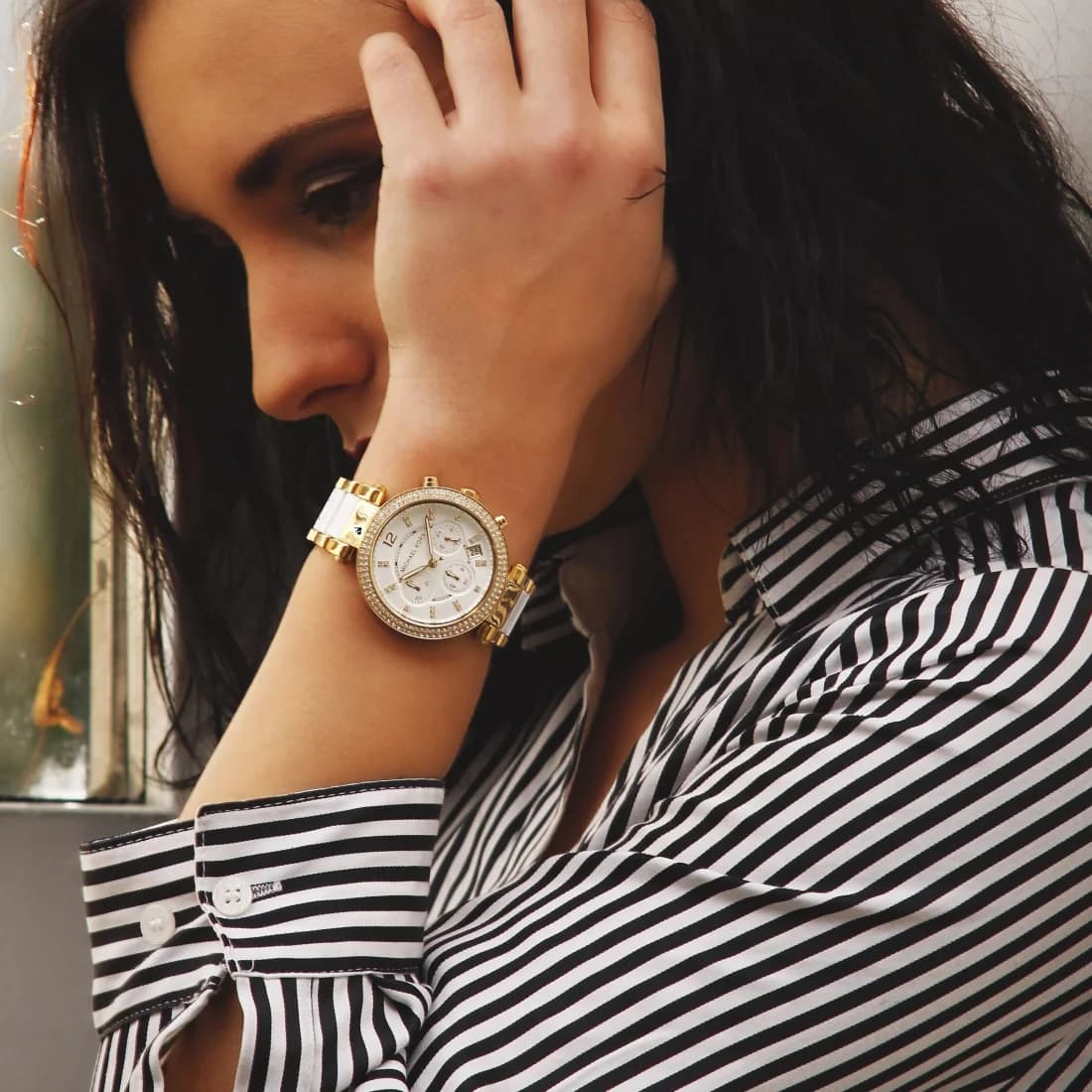 Montre Michael Kors MK6119 Bicolore Or et Acier avec Cristaux vue 5