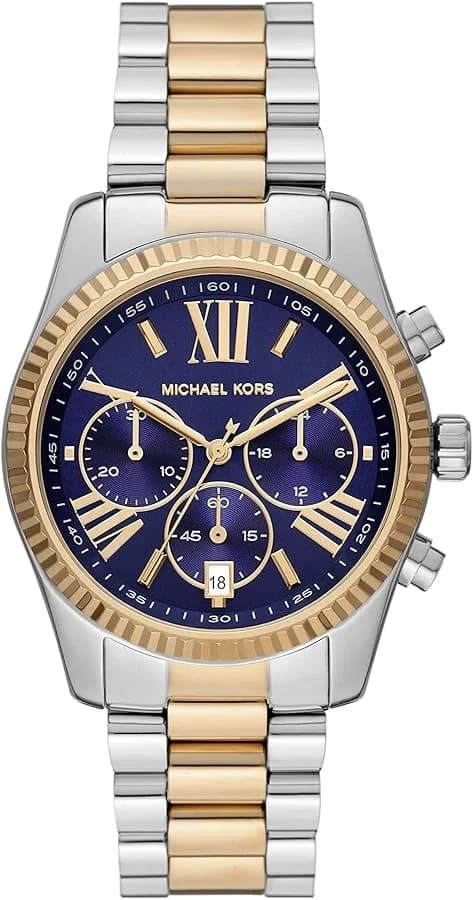 Montre femme Michael Kors MK7218, chronographe au cadran bleu et bracelet acier