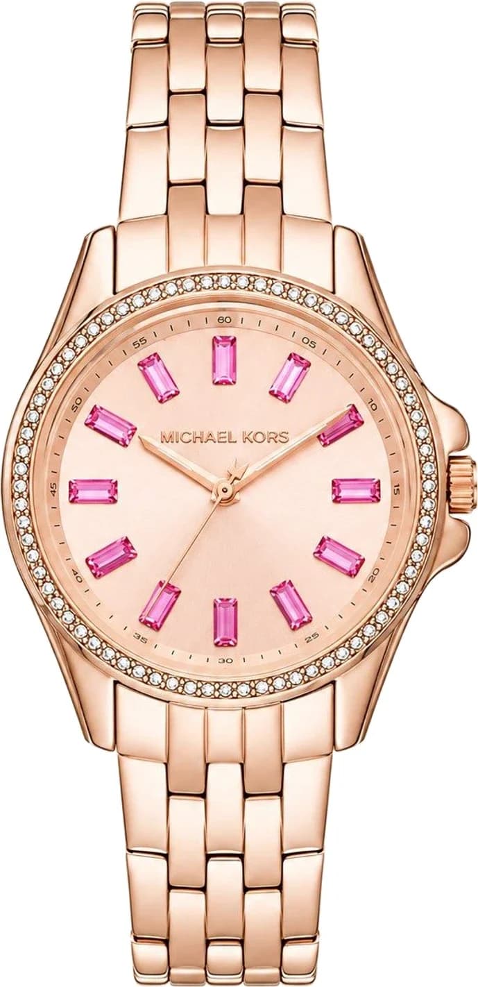Montre femme Michael Kors MK7367, cadran or rose pavé, bracelet acier ton sur ton