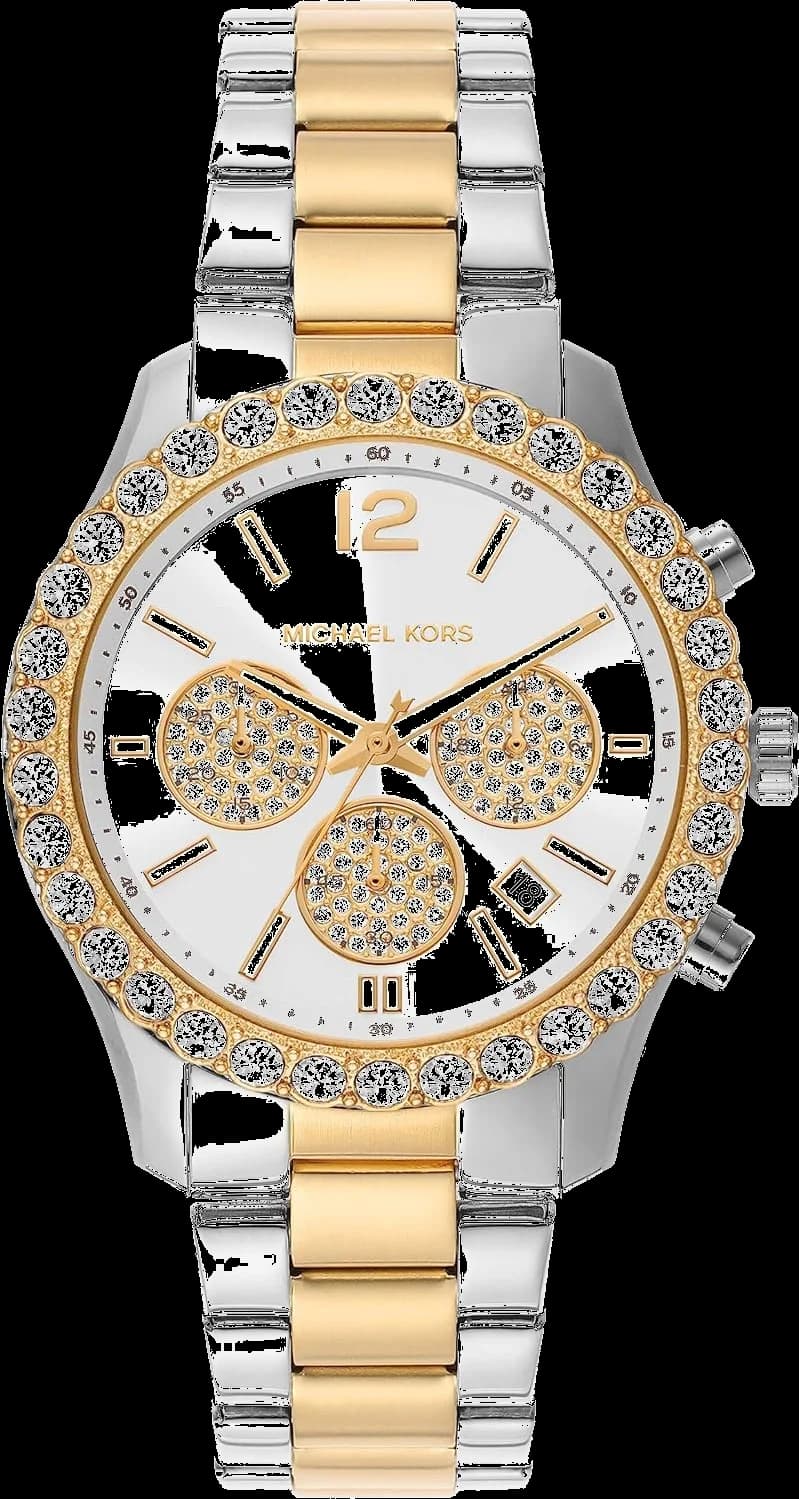 Montre femme Michael Kors MK7415, boîtier argent et bracelet acier bicolore
