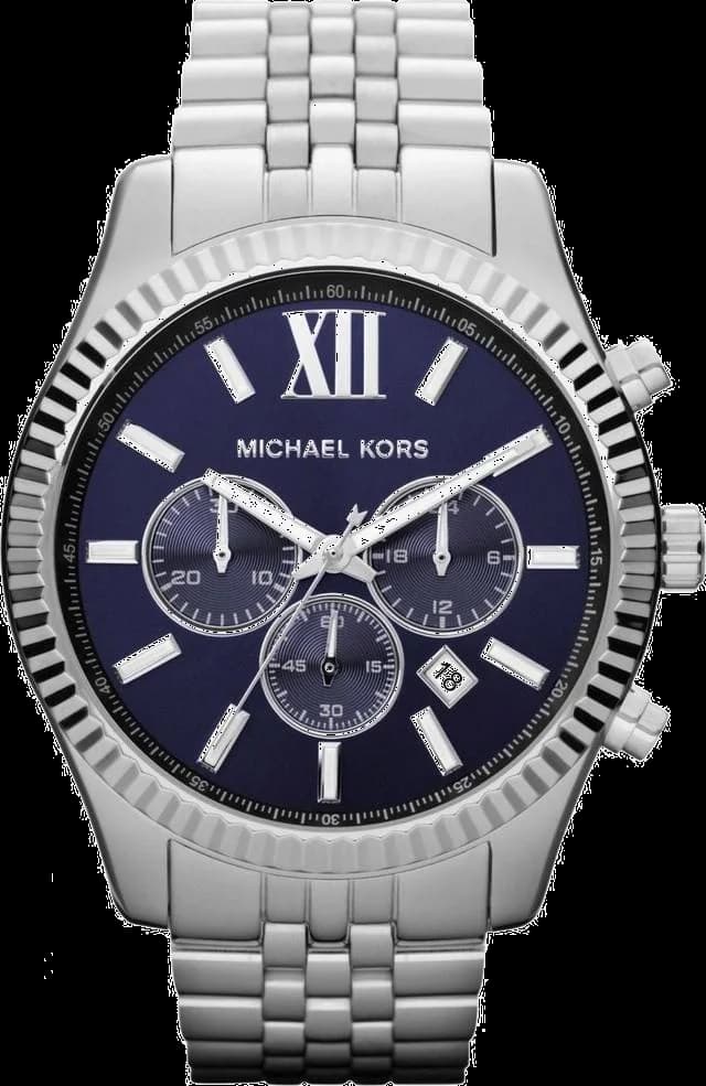 Montre homme Michael Kors MK8280, cadran bleu soleil avec chronographe, bracelet acier
