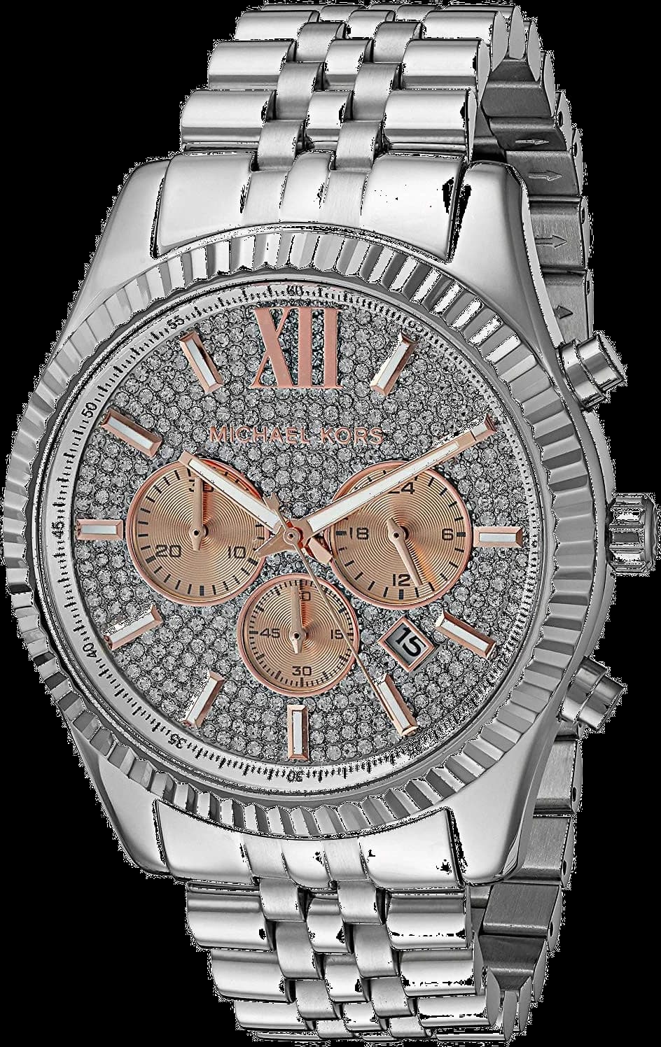 Montre homme Michael Kors MK8515, chronographe cadran argent acier inox