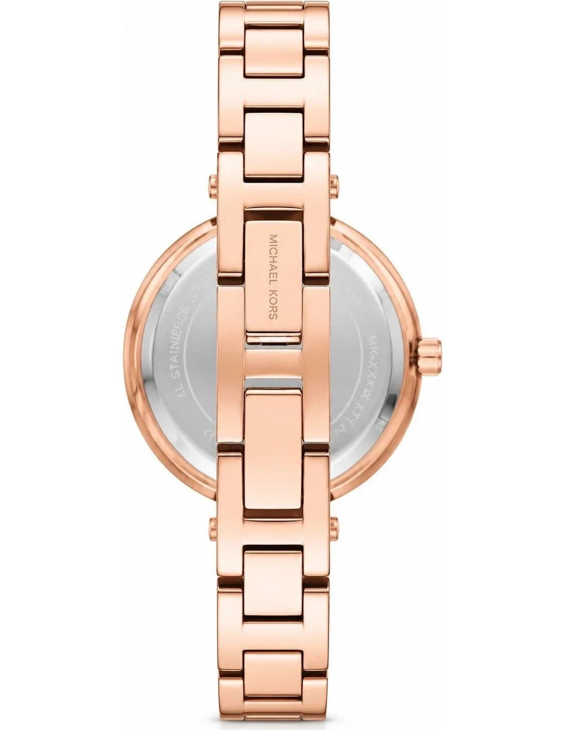 Cadran argent de la montre Michael Kors MKO1111 en détail
