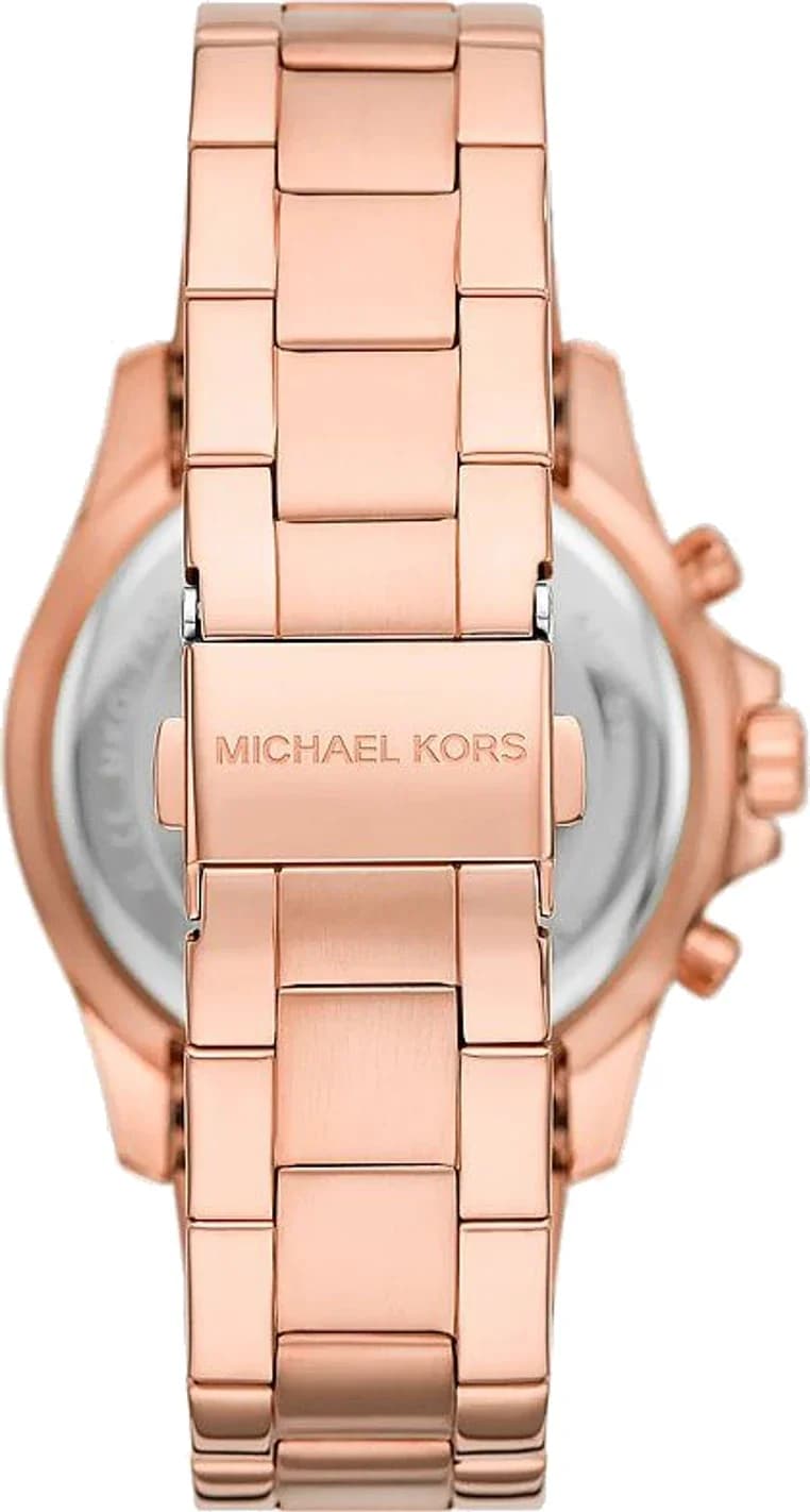 Cadran or rose de la montre Michael Kors MKO1131 en détail