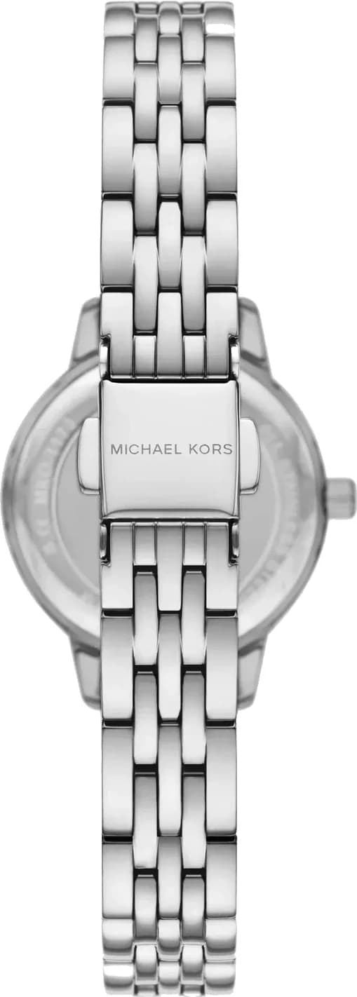 Cadran argent de la montre Michael Kors MKO1171 en détail