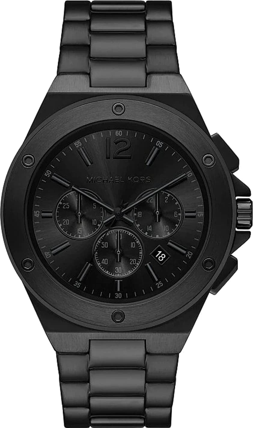 Montre homme Michael Kors MKO1234, cadran noir, bracelet acier