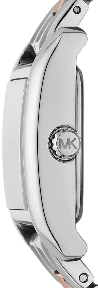 Cadran argent de la montre Michael Kors MKO9015 en détail