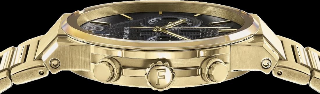 Cadran noir de la montre Salvatore Ferragamo 611224 766037 en détail