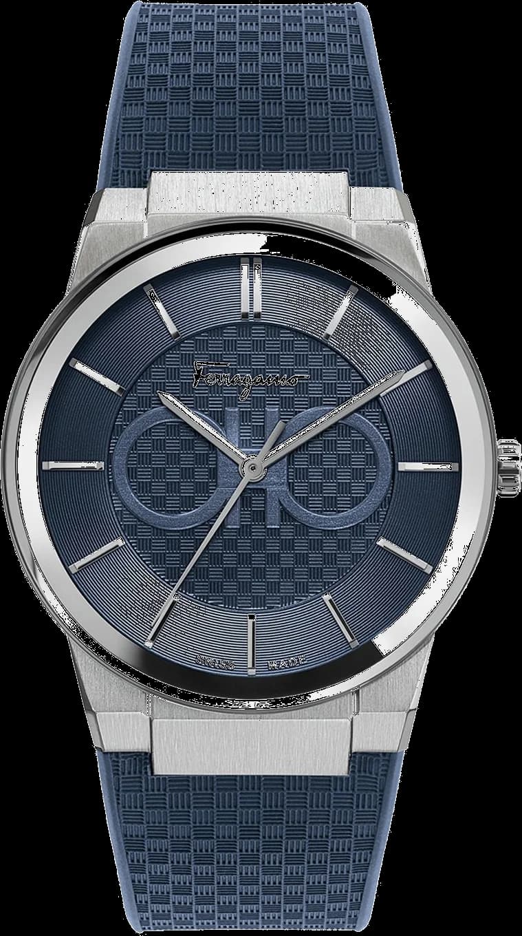 Montre homme Salvatore Ferragamo SFHP00120, bleu avec bracelet silicone bleu