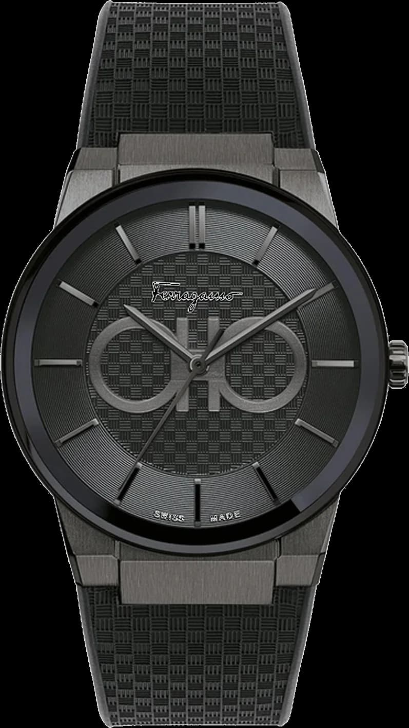 Montre homme Salvatore Ferragamo SFHP00320, acier avec cadran noir et silicone noir