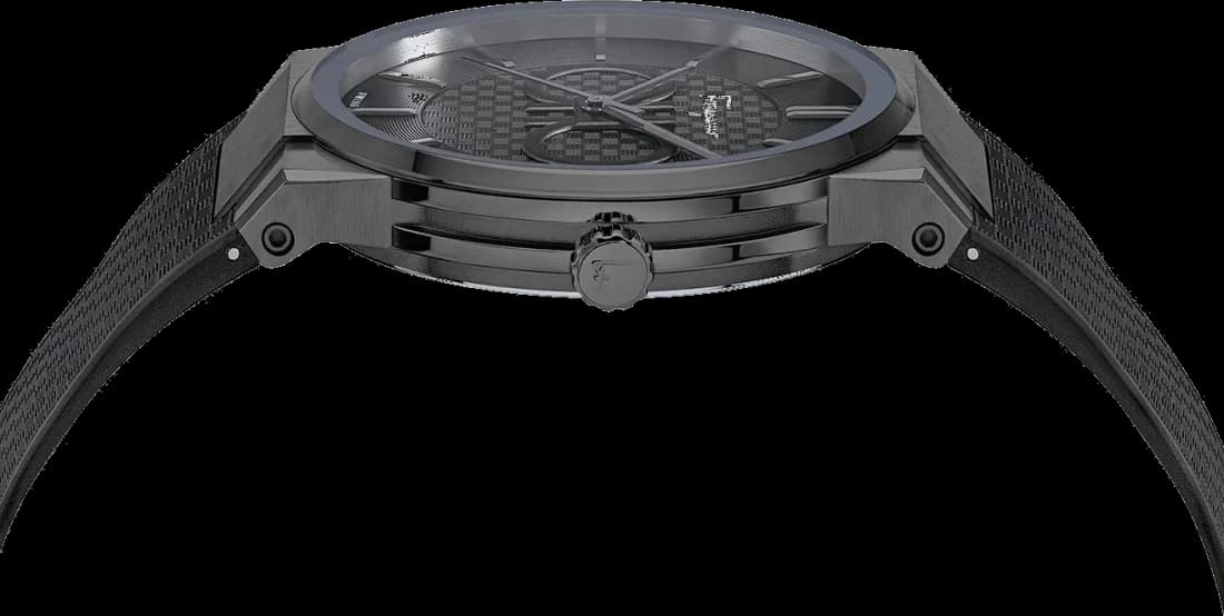 Cadran noir de la montre Salvatore Ferragamo SFHP00320 en détail