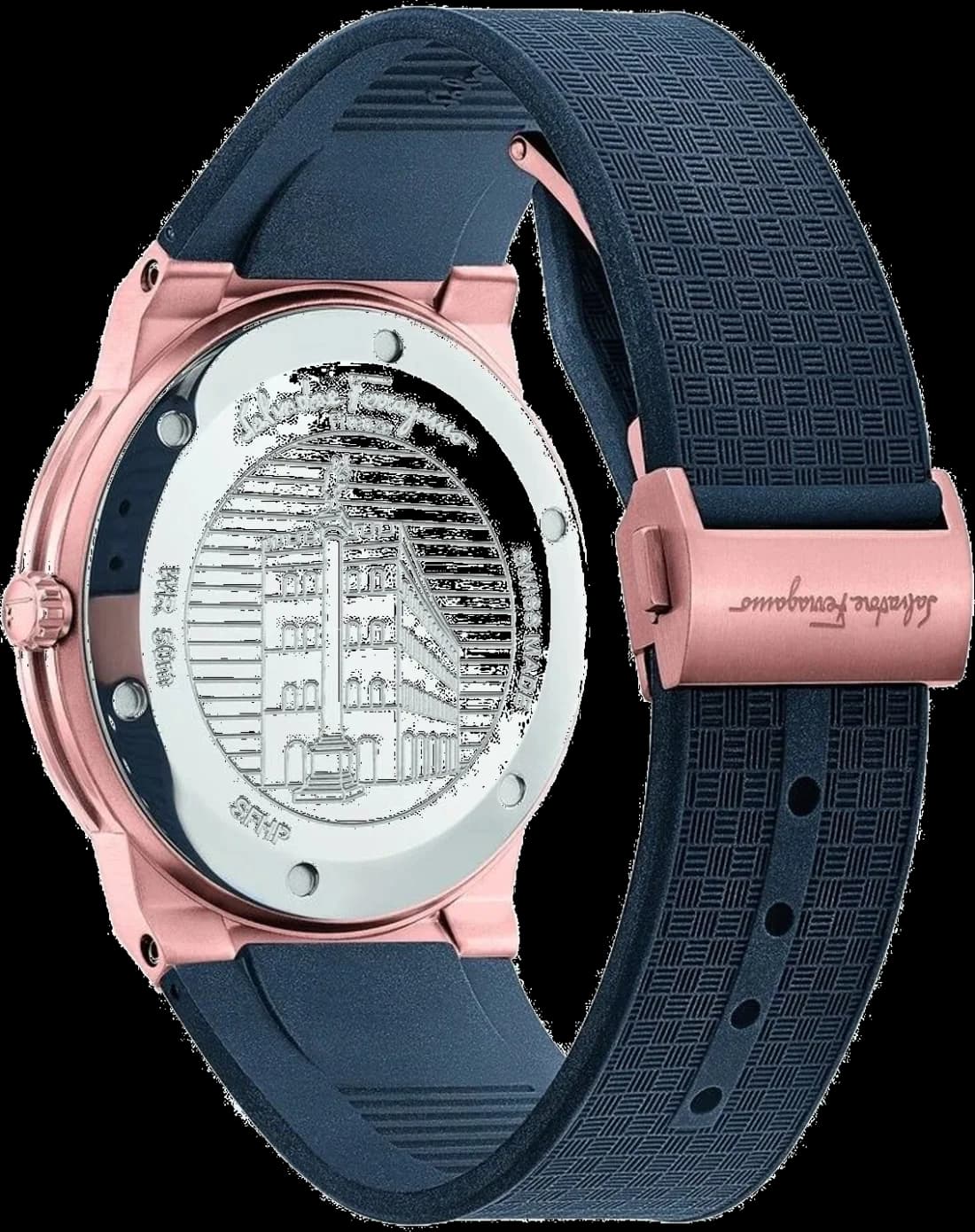 Cadran noir de la montre Salvatore Ferragamo SFHP00420 en détail